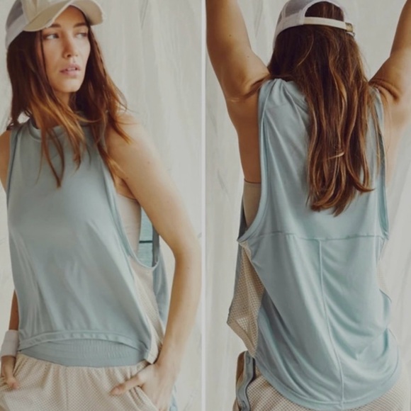 🆕⛱️🏃‍♀️Free People‎ Movement Nothing But Net top size M blue combo - Picture 2 of 7